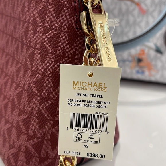 MICHAEL KORS Jet Set Medium Logo Dome Satchel Mulberry Multi - Picture 7 of 16